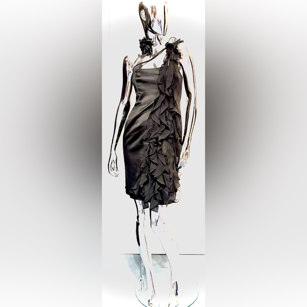 Karen Millen Black Ruffle Cocktail Dress w/Ruffle